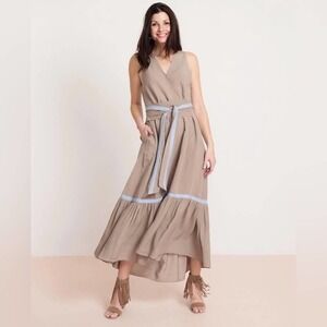Rungolee Mariposa Wrap Maxi Dress Raw Silk, Extra Long Tie Sz XS